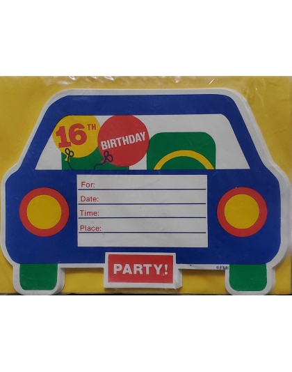 Francis Meyer 16th Birthday Car Cut-out Invitations - 10 count