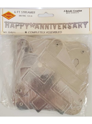 Silver Happy Anniversary Banner