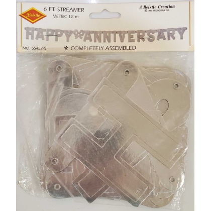 Silver Happy Anniversary Banner