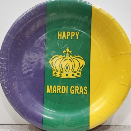 Mardi Parti 25 Large Plastic Coated 9 in. Plates