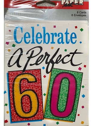 Paper Art 60th Birthday Invitations - 8 Pack