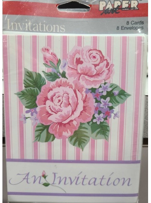 Paper Art An Invitations Pink Roses- 8 Pack