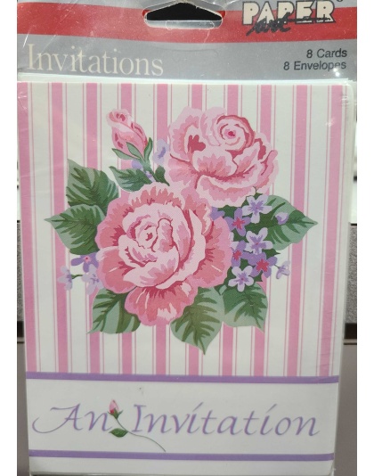 Paper Art An Invitations Pink Roses- 8 Pack