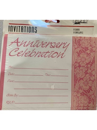 Paper Art Anniversary Celebration Pink Invitations- 8 Pack