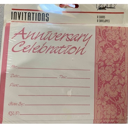 Paper Art Anniversary Celebration Pink Invitations- 8 Pack