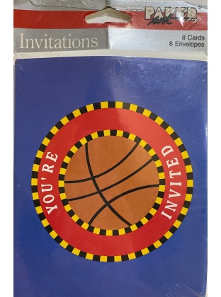 Paper Art Basketball Party Invitations - 8 Pack