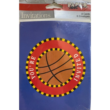 Paper Art Basketball Party Invitations - 8 Pack