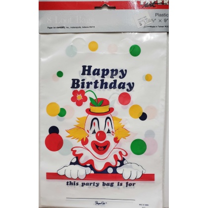 Paper Art Birthday Clown Themed Loot Bags - 8 count