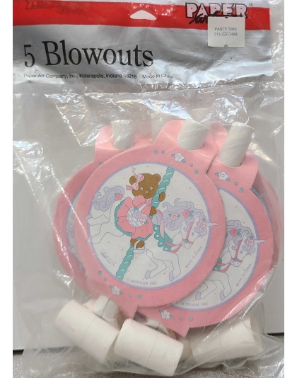 Paper Art Carousel Unicorn with Teddy Bear 5 Blowouts