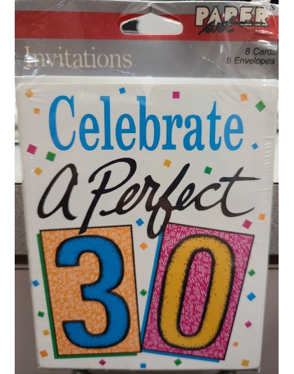 Paper Art Celebrate A Perfect 30 Birthday Invitations- 8 Pack