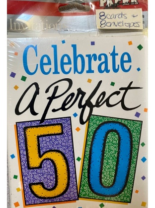 Paper Art Celebrate A Perfect 50 Birthday Invitations - 8 Pack