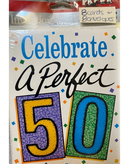 Paper Art Celebrate A Perfect 50 Birthday Invitations - 8 Pack