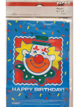 Paper Art Clown Themed Loot Bags - 8 count