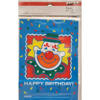 Paper Art Clown Themed Loot Bags - 8 count