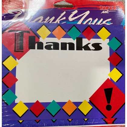 Paper Art Colorful Thank You Cards - 8 Pack
