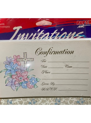 Paper Art Confirmation Flowers And Cross Invitations - 8 Pack