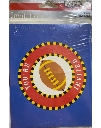 Paper Art Football Party Invitations - 8 Pack