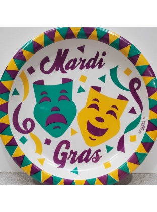 Paper Art Mardi Gras Dinner Plates - 10 count