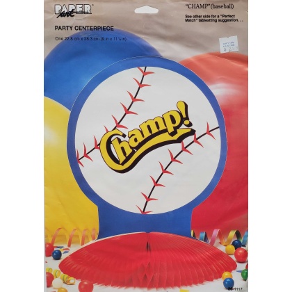 Paper Art Party Centerpiece - Champ (Baseball) Honeycomb Birthday Party Decoration