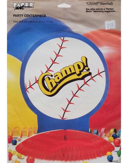 Paper Art Party Centerpiece - Champ (Baseball) Honeycomb Birthday Party Decoration