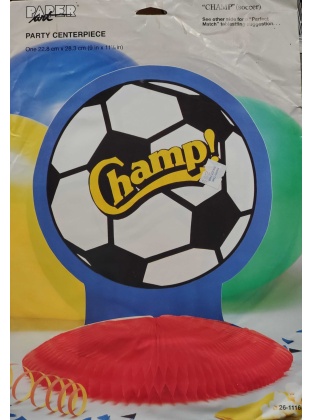 Paper Art Party Centerpiece - Champ (Soccer) Honeycomb Birthday Party Decoration