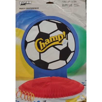 Paper Art Party Centerpiece - Champ (Soccer) Honeycomb Birthday Party Decoration