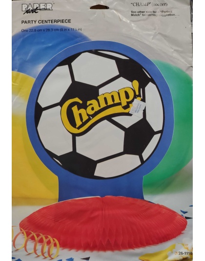 Paper Art Party Centerpiece - Champ (Soccer) Honeycomb Birthday Party Decoration