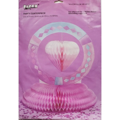 Paper Art Party Centerpiece - Watercolor Hearts Honeycomb Birthday Party Decoration