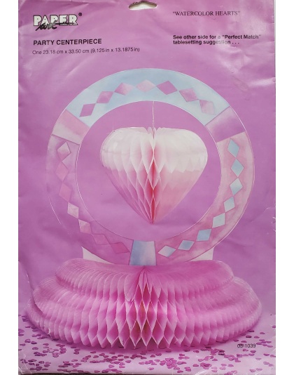 Paper Art Party Centerpiece - Watercolor Hearts Honeycomb Birthday Party Decoration