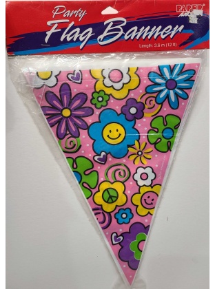 Paper Art Party Flag Banner flowers - Happy Time