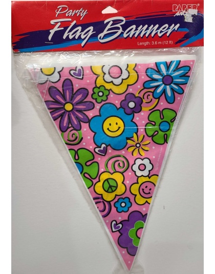 Paper Art Party Flag Banner flowers - Happy Time