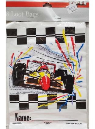 Paper Art Racecar Themed Loot Bags - 8 count