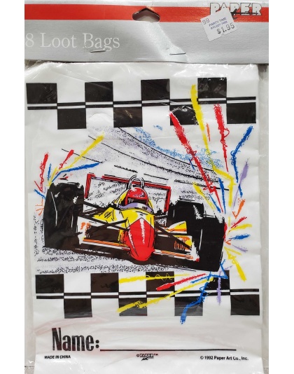 Paper Art Racecar Themed Loot Bags - 8 count