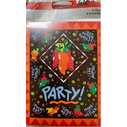 Paper Art Spicy Pepper Party Invitations - 8 Pack