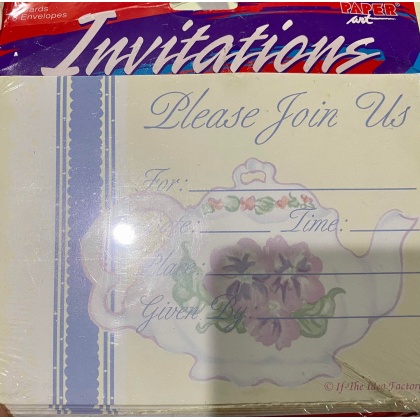 Paper Art Tea Party Invitations - 8 pack