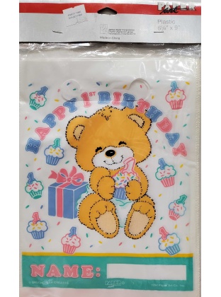 Paper Art Teddy Bear 1st Birthday Themed Loot Bags - 8 count