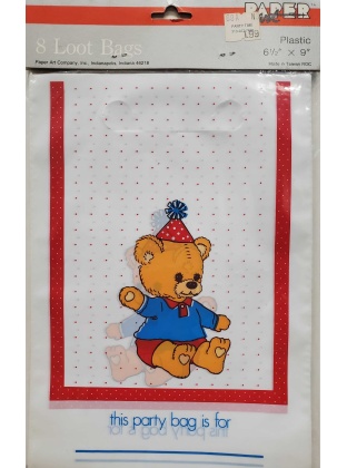 Paper Art Teddy Bear Themed Loot Bags - 8 count