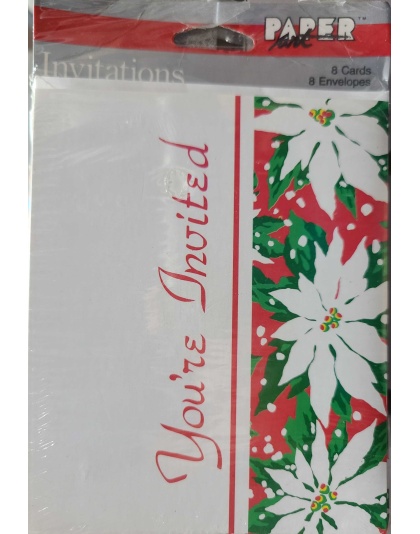 Paper Art You're Invited Poinsettias Invitations - 8 Pack