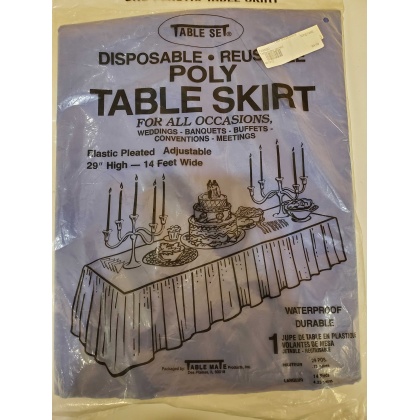 BLUE Rectangle Adjustable Plastic Table Skirt by Table Mate