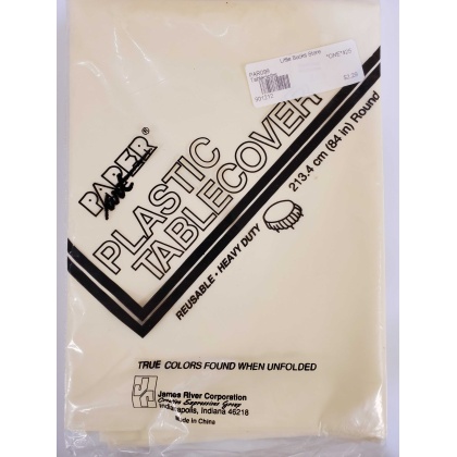 CREAM Round Plastic Table Cover by Touch Of Color