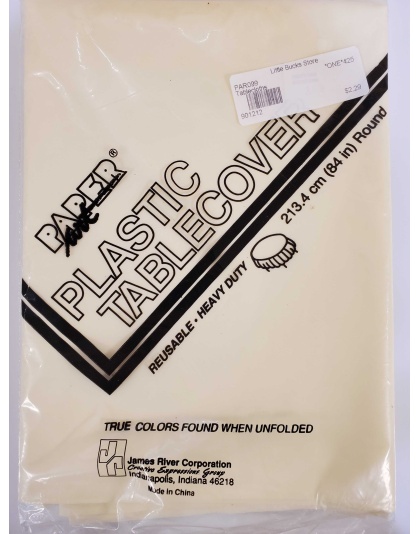 CREAM Round Plastic Table Cover by Touch Of Color
