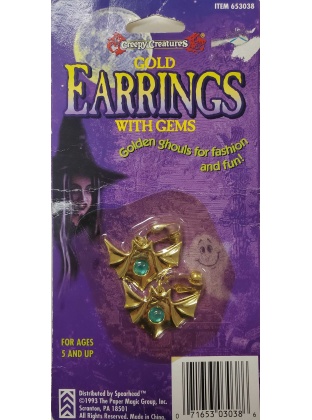 Creepy Creatures Gold Earrings with Gems