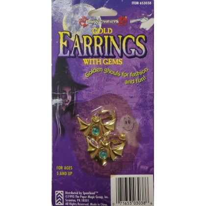 Creepy Creatures Gold Earrings with Gems