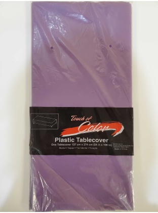 PURPLE Rectangle Plastic Table Cover by Touch Of Color