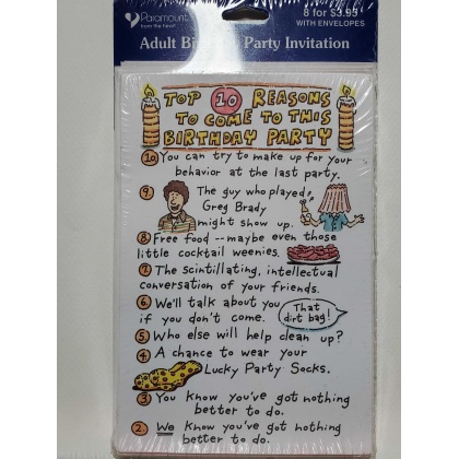 Paramount Cards Top 10 Reasons to Come to this Party! Invitations - 8 count