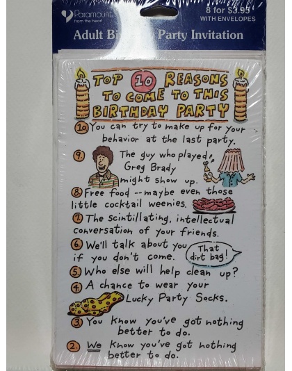 Paramount Cards Top 10 Reasons to Come to this Party! Invitations - 8 count