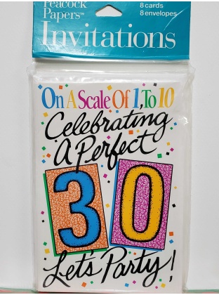 Peacock Papers Celebrating a Perfect 30! Party Invitations - 8 count