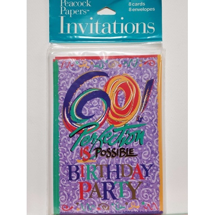 Peacock Papers Perfection Birthday Party Invitations - 8 count