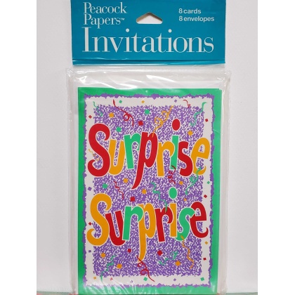 Peacock Papers Surprise Celebration Invitations - 8 count