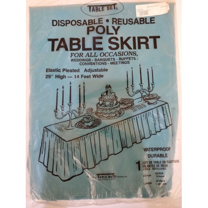 TEAL Rectangle Adjustable Plastic Table Skirt by Table Mate